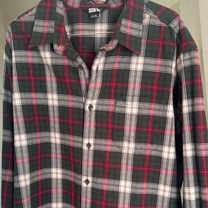 Eddie Bauer Men's Red and Green Plaid Shirt